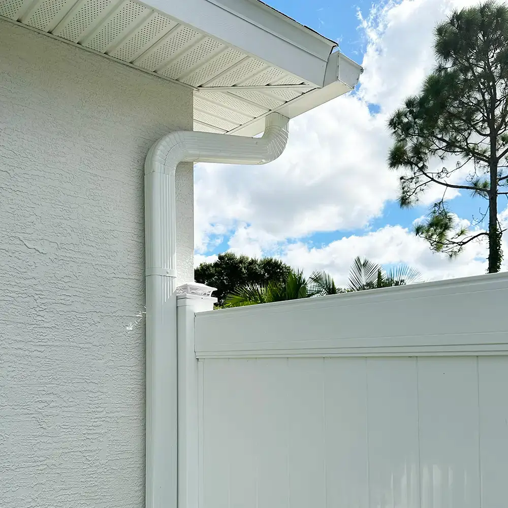 White gutter and downspout – Daytona Beach Florida